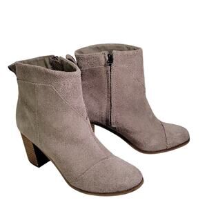 Toms Taupe Leather Ankle Boots Womens Size 7